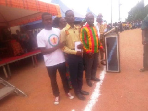 Awardees in a photograph with the Agona East DCE