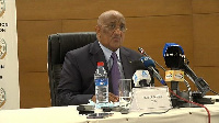 Dileita Mohamed, head of the African Union Observer Mission to Congo, during a press conference.