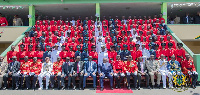 President Akufo-Addo in a group picture with officer cadets of the Ghana Armed Forces