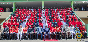 President Akufo-Addo in a group picture with officer cadets of the Ghana Armed Forces