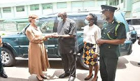 The donation was received by the Minister for the Interior, Ambrose Dery