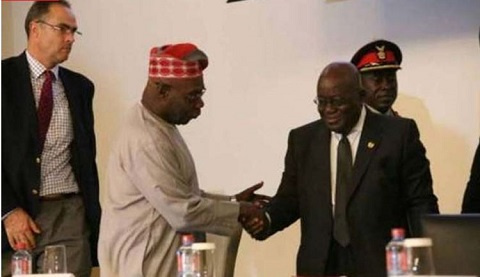 President Akufo-Addo (right) and Olusegun Obasanjo