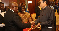 President Akufo-Addo (left) and Shi Ting Wang (right), Chinese Ambassador to Ghana