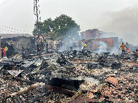 Fire razes down structures at Madina Ritz Junction