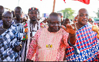 Torgbi Amenya Fiti V (middle) with his hands up