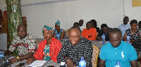 Salifu Issifu Kanton, PAAC Convener (M) with executives of the anti-corruption group