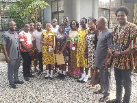 Professor Jane Naana Opoku-Agyemang with the students, others