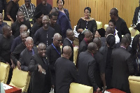 The Minority walking from the parliamentary chamber