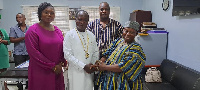 Mr.. Justice Amoh ( middle) with the executives of the Chamber of Construction Industry