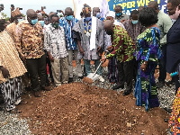 President Nana Akufo-Addo cutting the sod for construction to commence