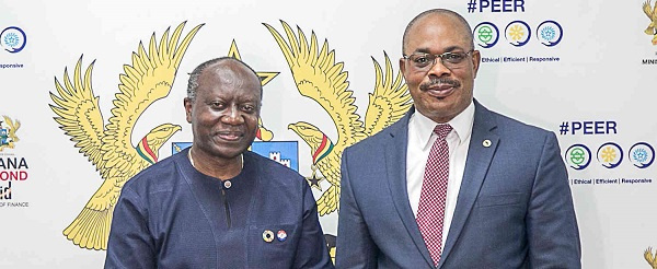 Ghana's Finance Minister, Ken Ofori-Atta & Prof. Vincent Nmehielle, African Development Bank Group