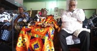 Chief of Dagbamate, Torgbui Klu Agudzeamegah II with former President Jerry Rawlings