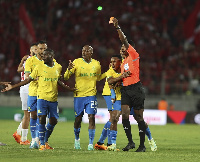 Referee Daniel Laryea in action durng WAC-Sundowns semi-final clash