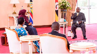 President Yoweri Kaguta Museveni in a meeting with Tanzanian President Samia Hassan