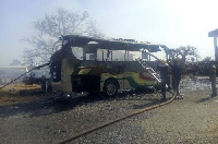 One of the burnt buses