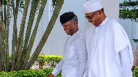 President Buhari and im vice for di presidential compound, Aso Villa