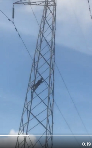 Man climbs high-tension pole in Kasoa