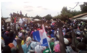 Dr. Mahamudu Bawumia and Nana Addo addressing Bunkpurugu residents in the Northern region.