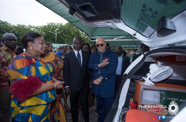 Mrs. Akufo-Addo presented the ambulances to the beneficiary health facilities