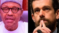 Combination foto of Presido Buhari and Twitter oga Jack Dorsey