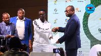 Nana Appiah Mensah, CEO of Zylofon Media with GFA President, Kwesi Nyantakyi