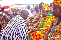 Alhaji Dr Mahamudu Bawumia exchanging pleasantries with some traditional leaders