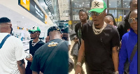 Shatta Wale's arrival at the airport in London