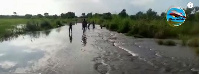 A picture of how the rain has taken over the streets in Atebubu