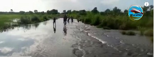 A picture of how the rain has taken over the streets in Atebubu