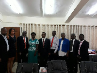 Management and staff of Greenhills School of Health Science with Prof. Kwesi Yankah.