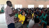 Mr Donkoh speaking to the girls at the Wa Senior High School