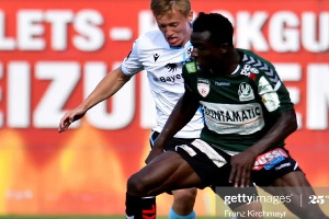 Fabian Greilinger of 1860 Muenchen and Reuben Acquah of Ried during a Friendly Match on July 7, 2019