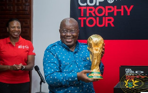 President Akufo-Addo with the World Cup trophy