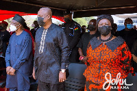 John Mahama (middle) attended the funeral of his former appointee