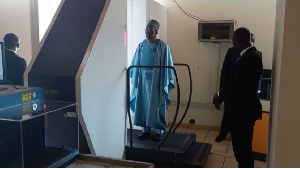 Speaker of Parliament, Alban Bagbin being scanned