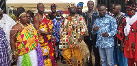 Chief of Oblieman at Ga West Municipality, Nii Anumle Oyanka I, flanked by others