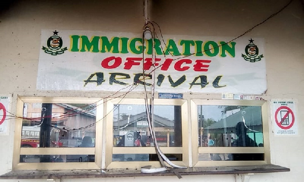 The fire destroyed two offices belonging to the Elubo Immigration Service