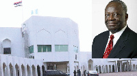 Frontage of presidency complex with inset of Chief of Staff Ibrahim Gambari