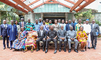 Samuel Abu Jinapor with senior management of the Lands Commission