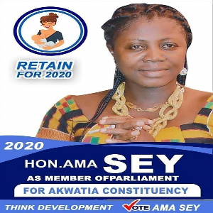 A campaign poster of Ama Sey [as seen on DGN Online]