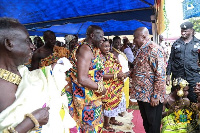 President Akufo-Addo exchanging pleasantries with Nana Prah Agyensaim VI