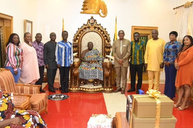 Members of the NIB board in a group photo with the Asantehene