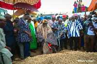 Bawumia cutting the sod for construction