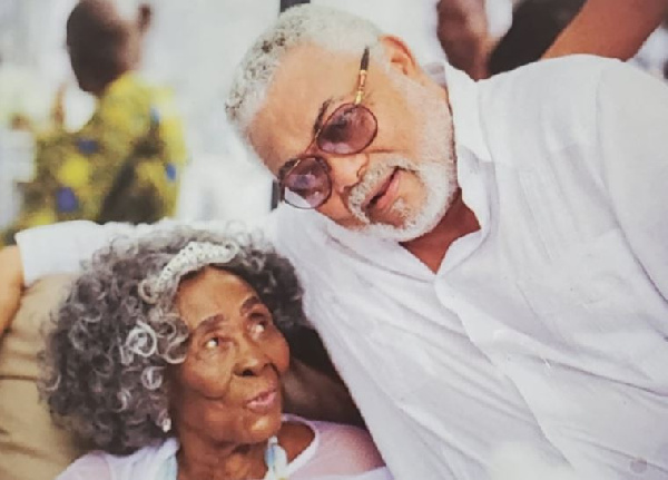 Former President Jerry John Rawlings with his late mother Victoria Agbotui