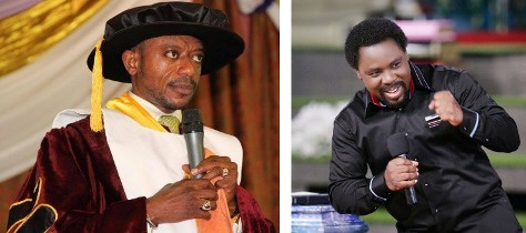 A collage of old photos of the late TB Joshua (R) and Isaac Owusu Bempah (L)