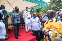 President of Ghana, Nana Addo Dankwa Akufo-Addo greeting the Okyenhene, Osagyefuo Amoatia Ofori Pani