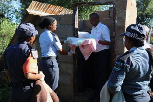 The emergency services captured with the newborn