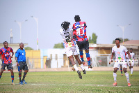 Hearts of Oak's captain, Fatawu Mohammed in action against Legon Cities