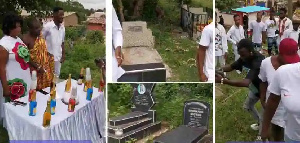 An unidentified man has held a birthday party in a cemetary