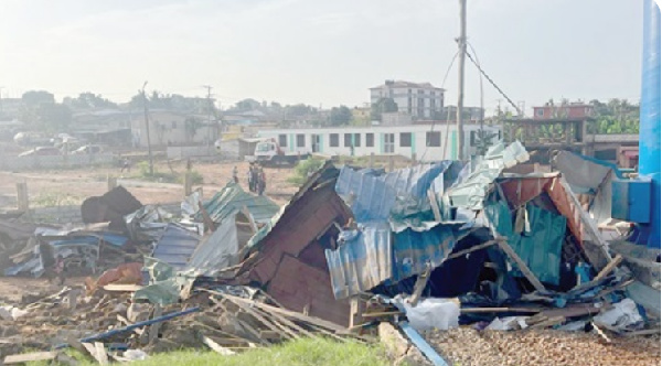 These structures were situated within the utility corridor of the highway